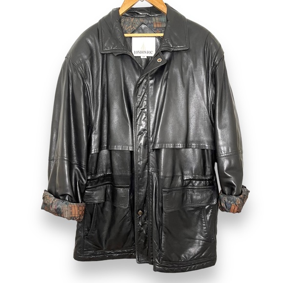 London Fog Black Vintage Leather Jacket - Picture 4 of 11